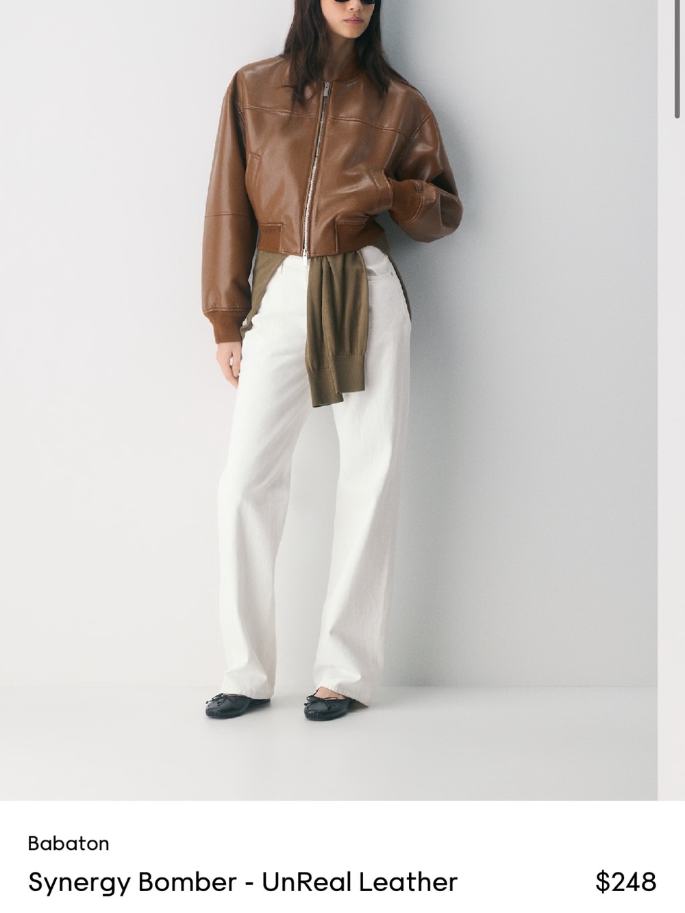 NWT Aritzia Synergy Bomber UnReal Leather s